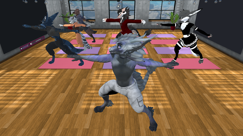 Avatars flowing through a pose together in VR